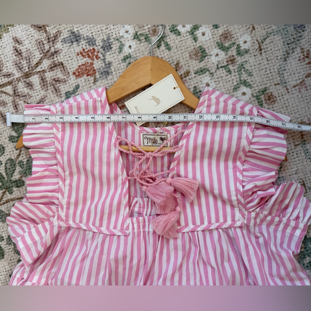 NEW Mille Chelsea Top in Bubblegum Stripe Pink White Tassel, XS - Picture 14 of 15